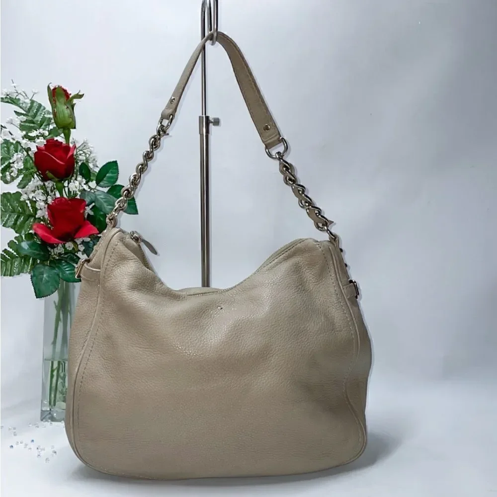 Kate Spade Leather Hobo Bag Gray Large